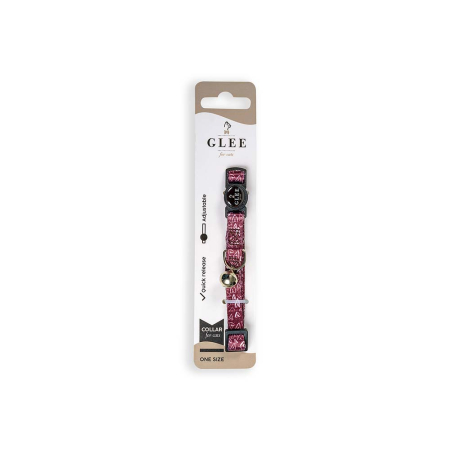 GLEE COLLARS WITH WEBBING TAPE, PLASTIC CLASP AND BELL, HEARTS 10mm x 30cm