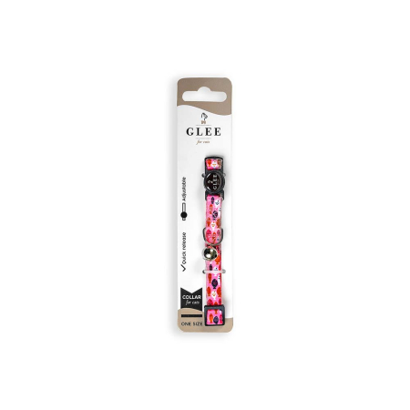 GLEE COLLARS WITH WEBBING TAPE, PLASTIC CLASP AND AND BELL PINK FISHES 10mm x 30cm