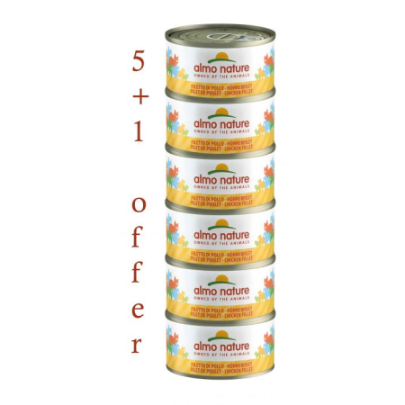 ALMO NATURE – HFC NATURAL MEGA CHICKEN FILLET 6X70g 5+1 FREE