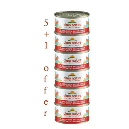ALMO NATURE – HFC NATURAL MEGA CHICKEN & SHRIMPS 6X70g 5+1FREE