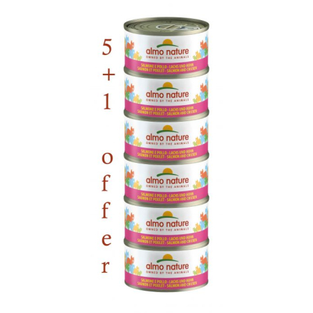ALMO NATURE – HFC JELLY MEGA SALMON & CHICKEN 6X70g 5+1FREE