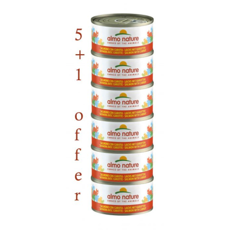 ALMO NATURE – HFC JELLY MEGA SALMON & CARROTS 6X70g 5+1FREE