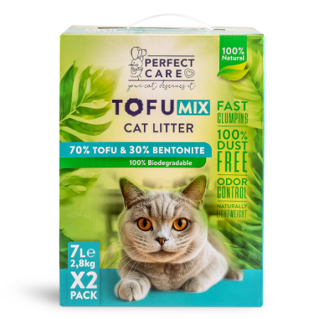 PERFECT CARE CAT LITTER MIX TOFU BENTONITE 14L 2 x 7L