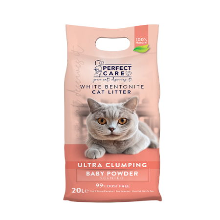PERFECT CARE CAT LITTER BENTONITE BABY POWDER 20L
