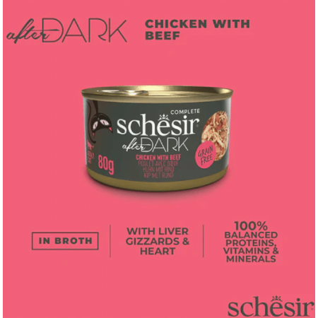 SCHESIR AFTER DARK CHICKEN WITH BEEF IN BROTH IN CAN 80G