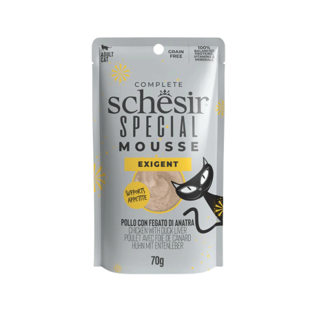 SCHESIR SPECIAL EXIGENT CHICKEN WITH DUCK LIVER IN MOUSSE 70G IN POUCH