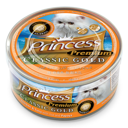 Princess Premium  Classic Gold Chicken & Tuna with Rice and Papaya/Hairball Control