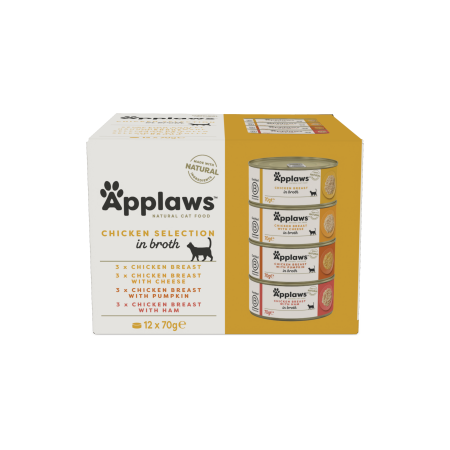 Applaws Natural Wet Cat Food /  Chicken Selection Multipack in Broth 12 x 70g