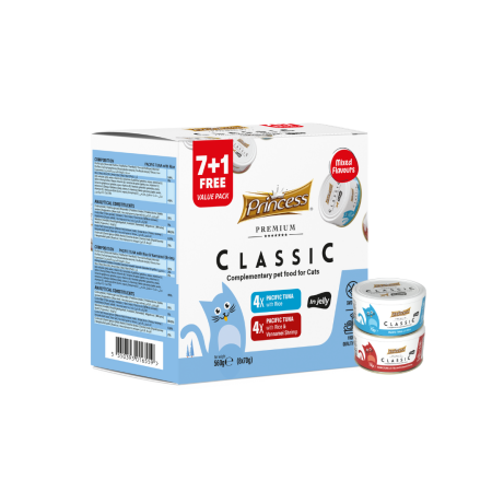 Princess Classic – Pacific Tuna with Rice / Pacific Tuna with Rice & Vannamei Shrimp (Mixed Flavours Pack) 7+1