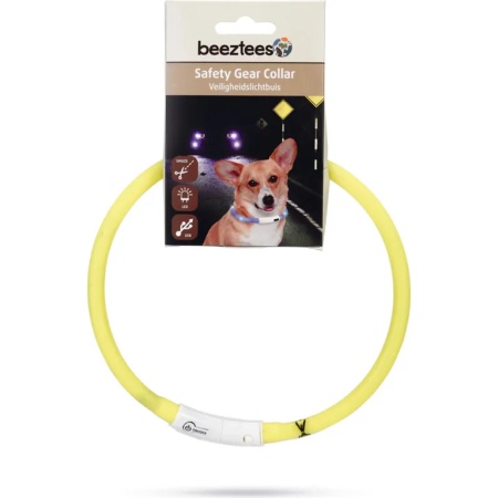 Beeztees Safety Gear Dogini – Dog Collar – USB – Yellow – 35×10 cm
