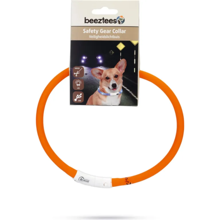 Beeztees Safety Gear Dogini – Dog Collar – USB – Orange – 35×10 cm