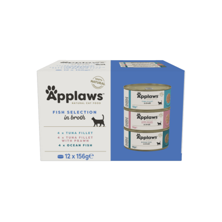 ApplawsNatural Wet Cat Food / Fish Selection Multipack in Broth 12 x 156g