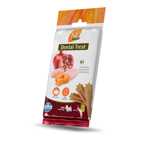 Farmina N&D Pumpkin Mini Adult Dog Treat with chicken, pumpkin and pomegranate 60g / 7 dental treats