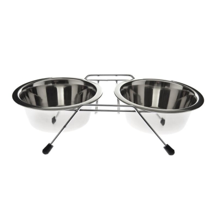 DOUBLE INOX BOWL W.SUPP.LT0,25-D9CM