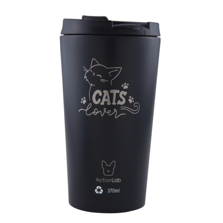 CATS LOVERS  COFFEE THERMOS 370ML BLACK