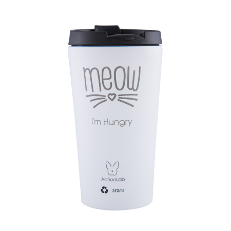 MEOW I'M HUNGRY COFFEE THERMOS 370ML WHITE