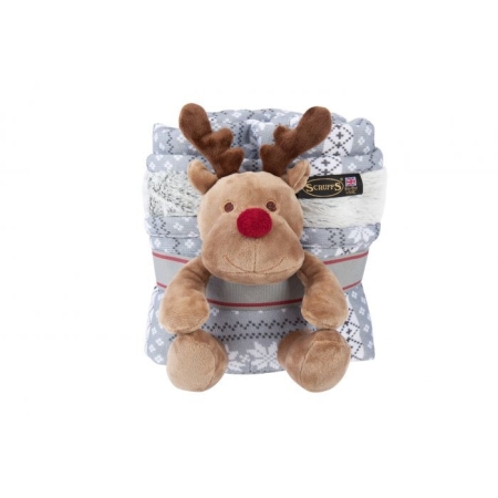 SCRUFFS - SANTA PAWS BLANKET & REINDEER SET GREY