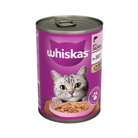 WHISKAS TIN IN JELLY SALMON 360GR