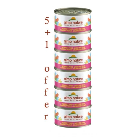 ALMO NATURE - HFC JELLY MEGA SALMON & CHICKEN 6X70GR 5+1FREE