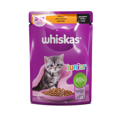 WHISKAS POUCH JUNIOR WITH POULTRY