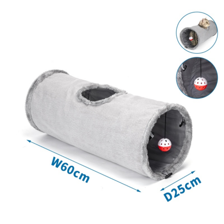 SUEDE CYLINRICAL CAT TUNNEL D25*L60cm