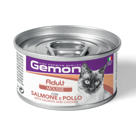 GEMON CAT ADULT CHICKEN & SALMON MOUSSE TINS 85GR