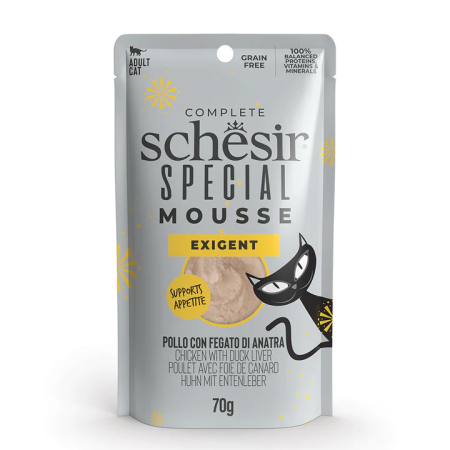SCHESIR SPECIAL EXIGENT CHICKEN WITH DUCK LIVER IN MOUSSE 70G IN POUCH
