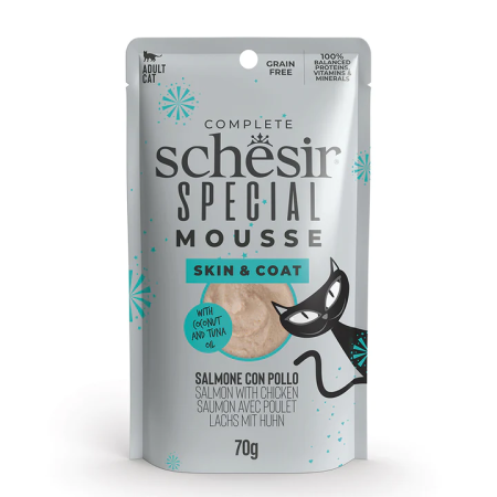 SCHESIR SPECIAL SKIN & COAT SALMON WITH CHICKEN IN MOU70G IN POUCH