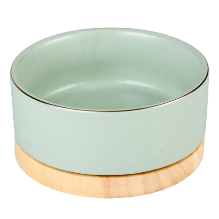 FEEDING BOWL STONE TIMBER 450ML GREEN