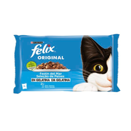 FELIX POUCHES  ORIGINAL MIX WITH SALMON & TUNA IN JELLY 4X85GR