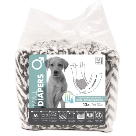 M-PETS  DIAPERS MALE MEDIUM 12 PCS