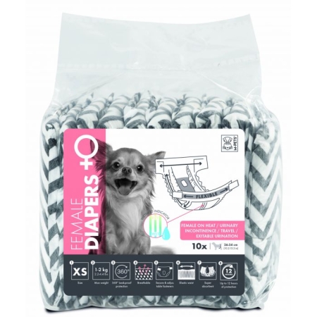 M PETS DIAPERS FEMALE XS 10PCS