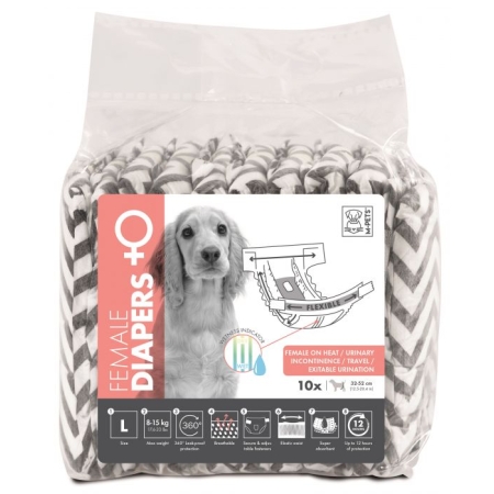 M PETS DIAPERS FEMALE LARGE 10 PCS