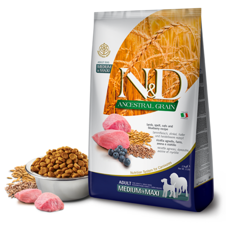 Farmina N&D Ancestral Grain – Lamb & Blueberry Adult Medium & Maxi
