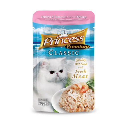 Princess Premium Classic Pouch Chicken & Tuna with Rice & Shrimp in jelly