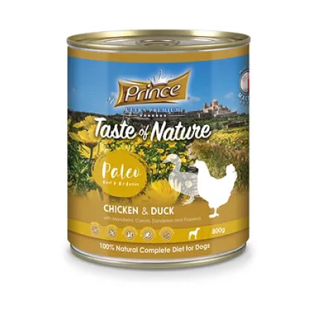 Prince Taste of Nature Paleo wet food Chicken & Duck with Mandarins, Carrots, Dandelion & Flaxseed
