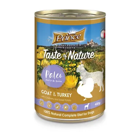 Prince Taste of Nature Paleo wet food  Goat & Turkey with Cowberry & Sweet Potato 400g