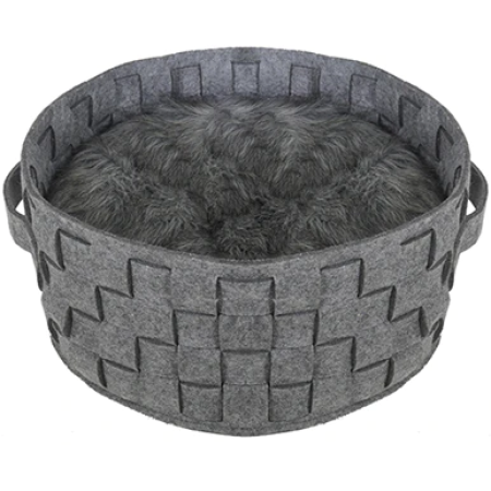 SILVER FELT & FUR PLAITED BED