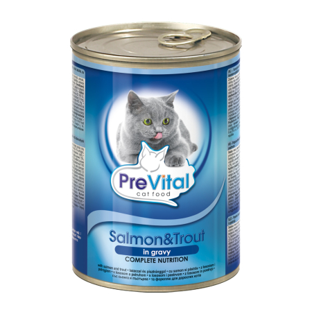 PREVITAL CAT TIN SALMON TROUT IN GRAVY
