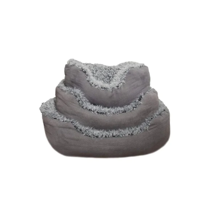 DOG BED GREY LION FAUX SUEDE OVAL