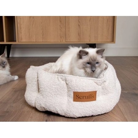 SCRUFFS - BOUCLE IVORY CAT BED