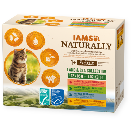 Iams Naturally Adult Land & Sea Collection 85gr x 12