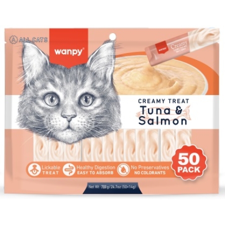 WANPY - POUCH CREAMY LICKABLES TUNA & SALMON 700GR