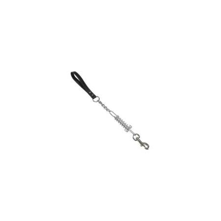 Black leather lead with dock - 50 cm / 4 mm