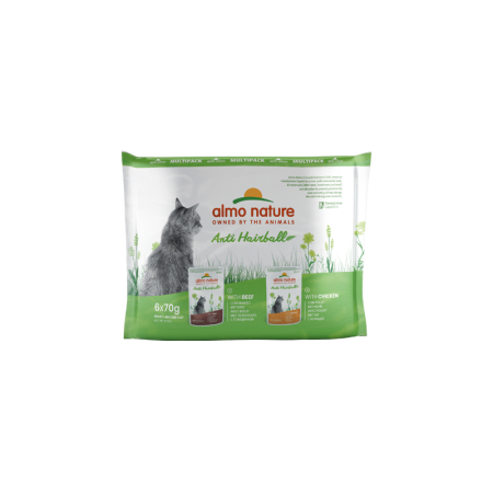 Almo Nature Multipack Anti-hairball- Beef & Chicken - 6x70g