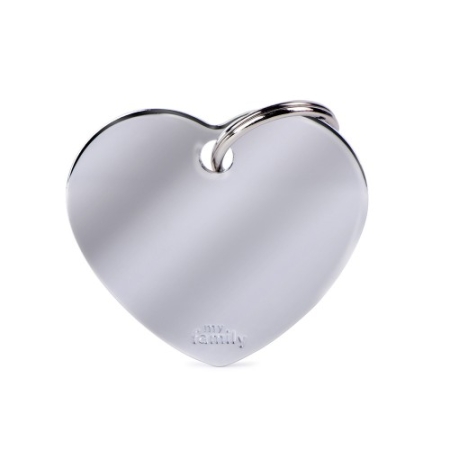 My Family ID Tag Basic collection Big Heart in Chrome Plated Brass