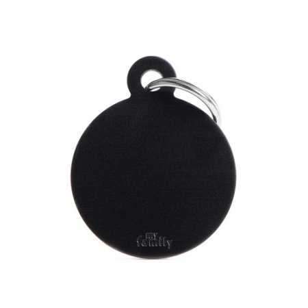 My Family ID Tag Basic collection Big Round Black in Aluminum