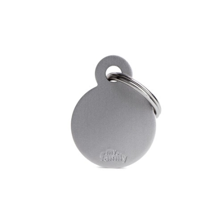 My Family ID Tag Basic collection Small Round Grey in Aluminum