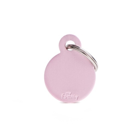 My Family ID Tag Basic collection Small Round Pink in Aluminum