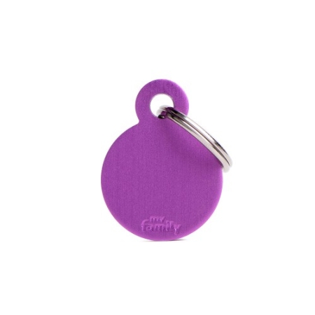My Family ID Tag Basic collection Small Round Purple Aluminum